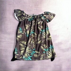 SHEIN Leaf Print Dress with Green Accents